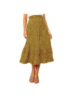 High Waisted Polka Dot Pleated Long Swing Skirt Midi with Pockets